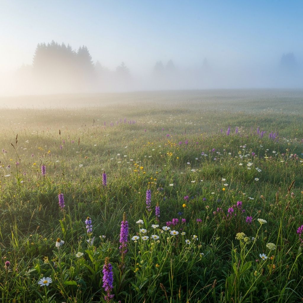 Nebel über Schweizer Wiese
